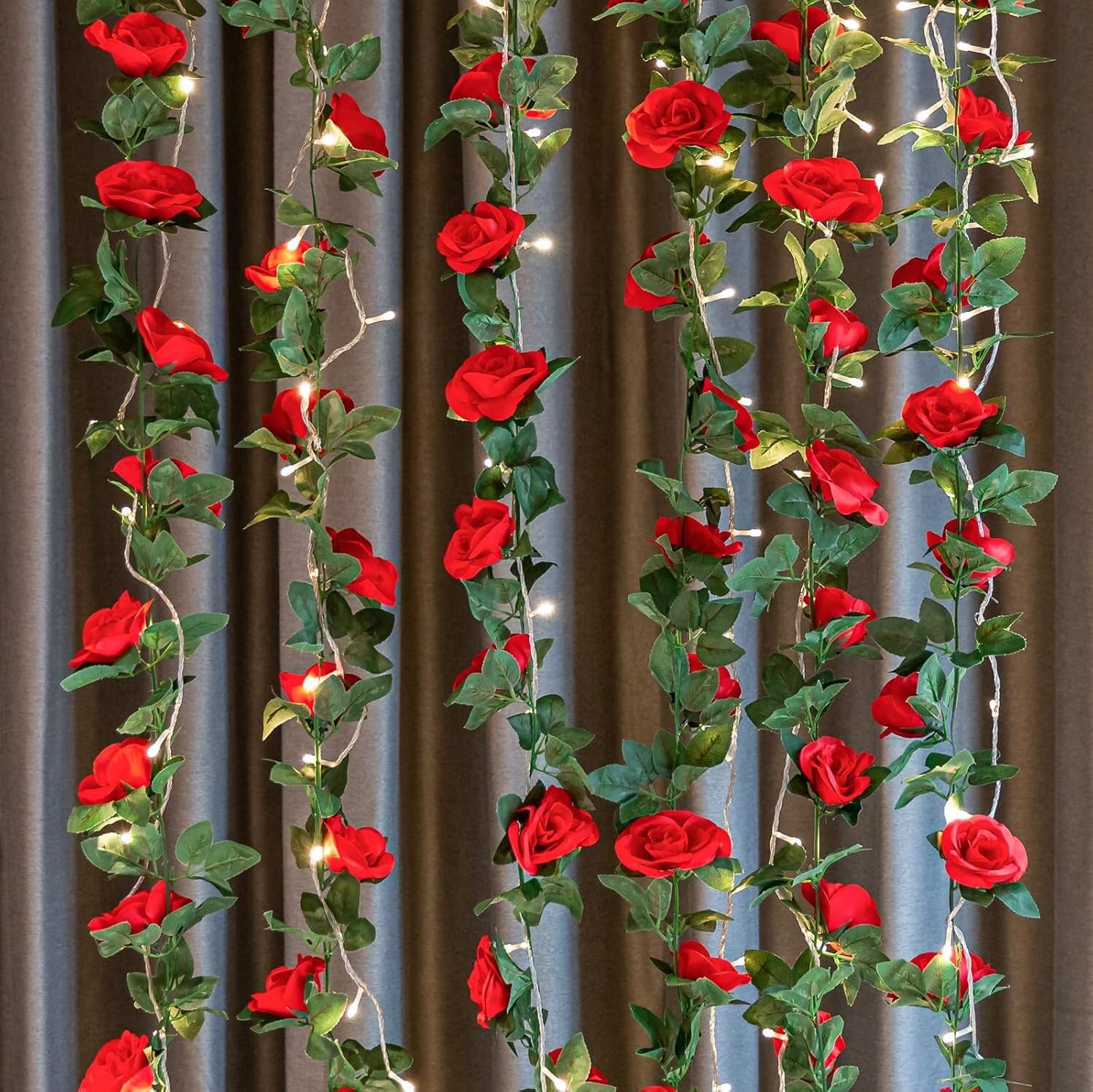 SWSTINLING 2 Pack 16FT Artificial Silk Rose Garland Vine