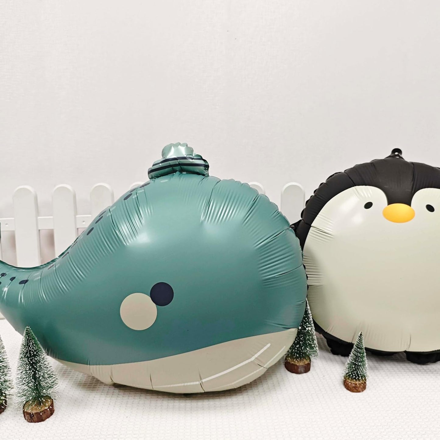 2PCS Cute hat Whale Balloon Big blue whale Foil Mylar Balloons Ocean Balloons for Under The Sea Decorations Kids baby shower party decor Ocean Birthday Themed Party Decorations