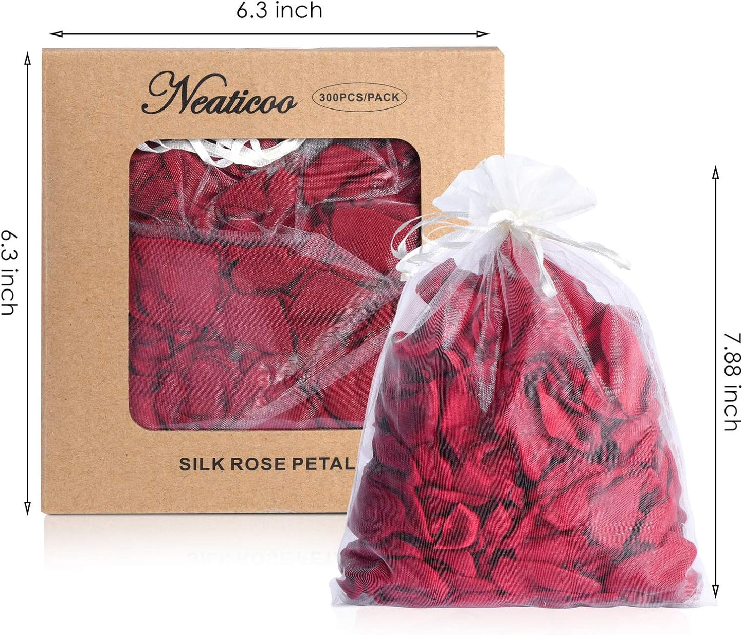 Burgundy Rose Petals 300pcs Silk Rose Petals Flower Petals for Wedding Flower Girl Basket Anniversary Romantic Night Party Table Centerpieces Valentines Decoration(Burgundy)