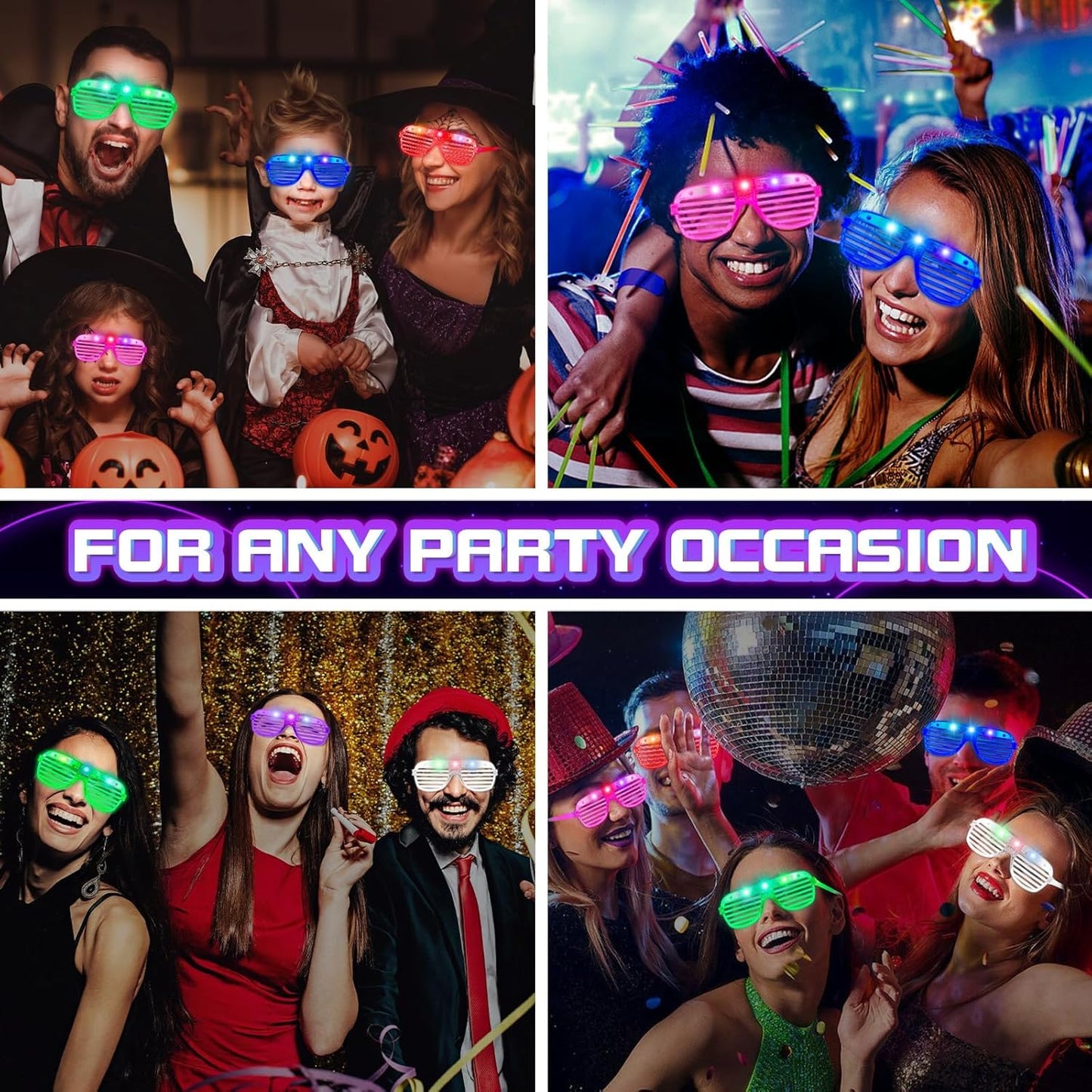 150 Pack 6 Neon Color Halloween Party Favors, Glow in The Dark Glasses for Kid Adult, LED Light Up Glasses Bulk Toy, Rave Accessories, Goodie Bag Stuffers, Wedding Gift, Birthday Party Supplies /Decor