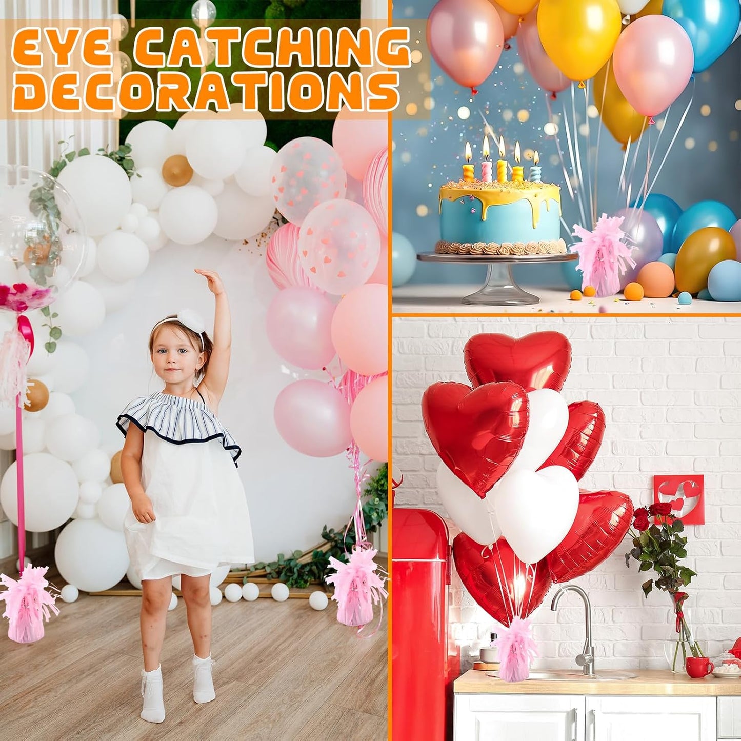 8 Pcs Pink Metallic Balloon Weights Holder Anchors Balloon Holder Weights for Helium Balloons Birthday Graduation Party Christmas Wedding Celebration Decoration (Pink)