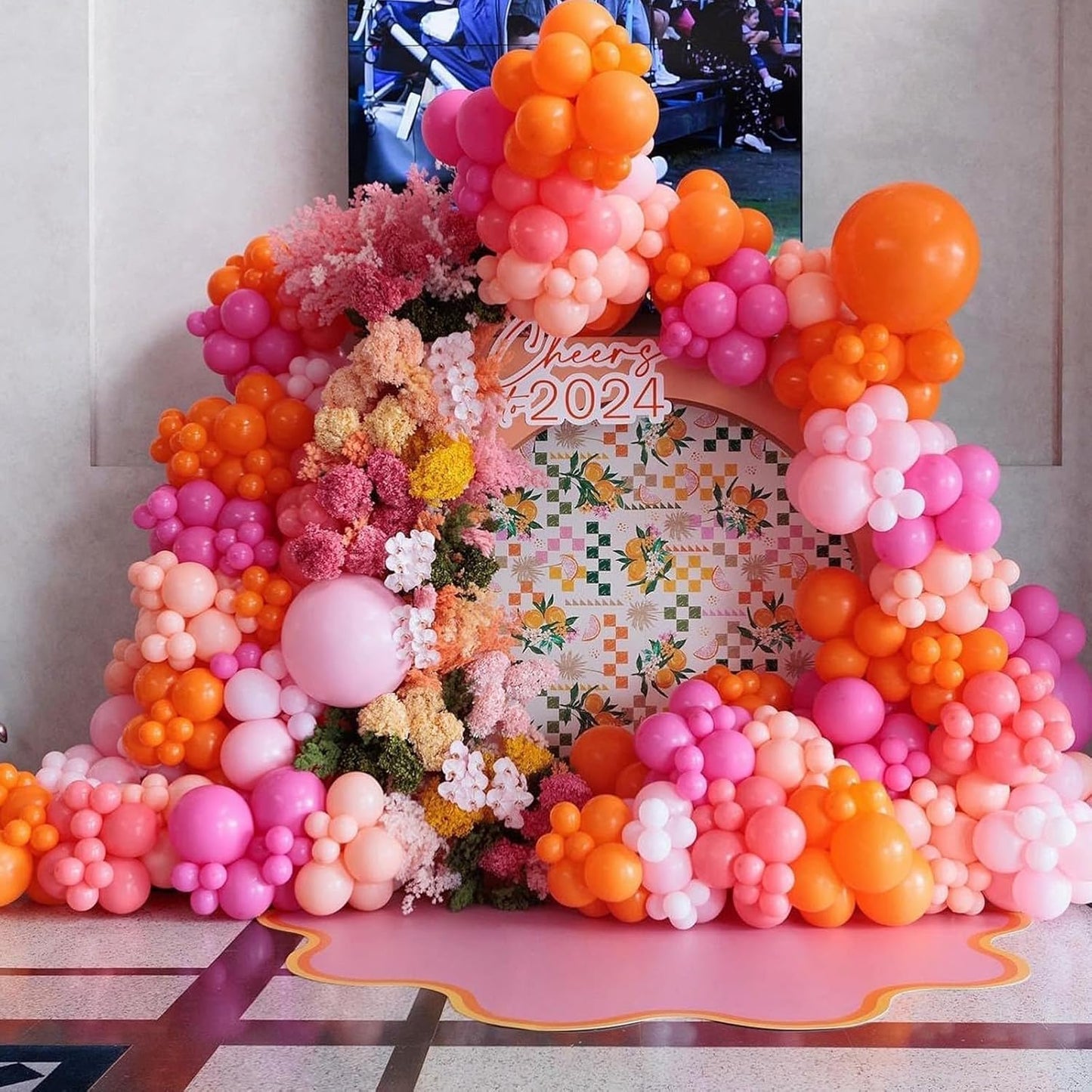 Pink and Orange Balloons 12 Inch for Fall Halloween Baby Shower Birthday Princess Tropical Wedding Party Decor - Hot Pink, Pastel Light Pink, Confetti Latex Balloon