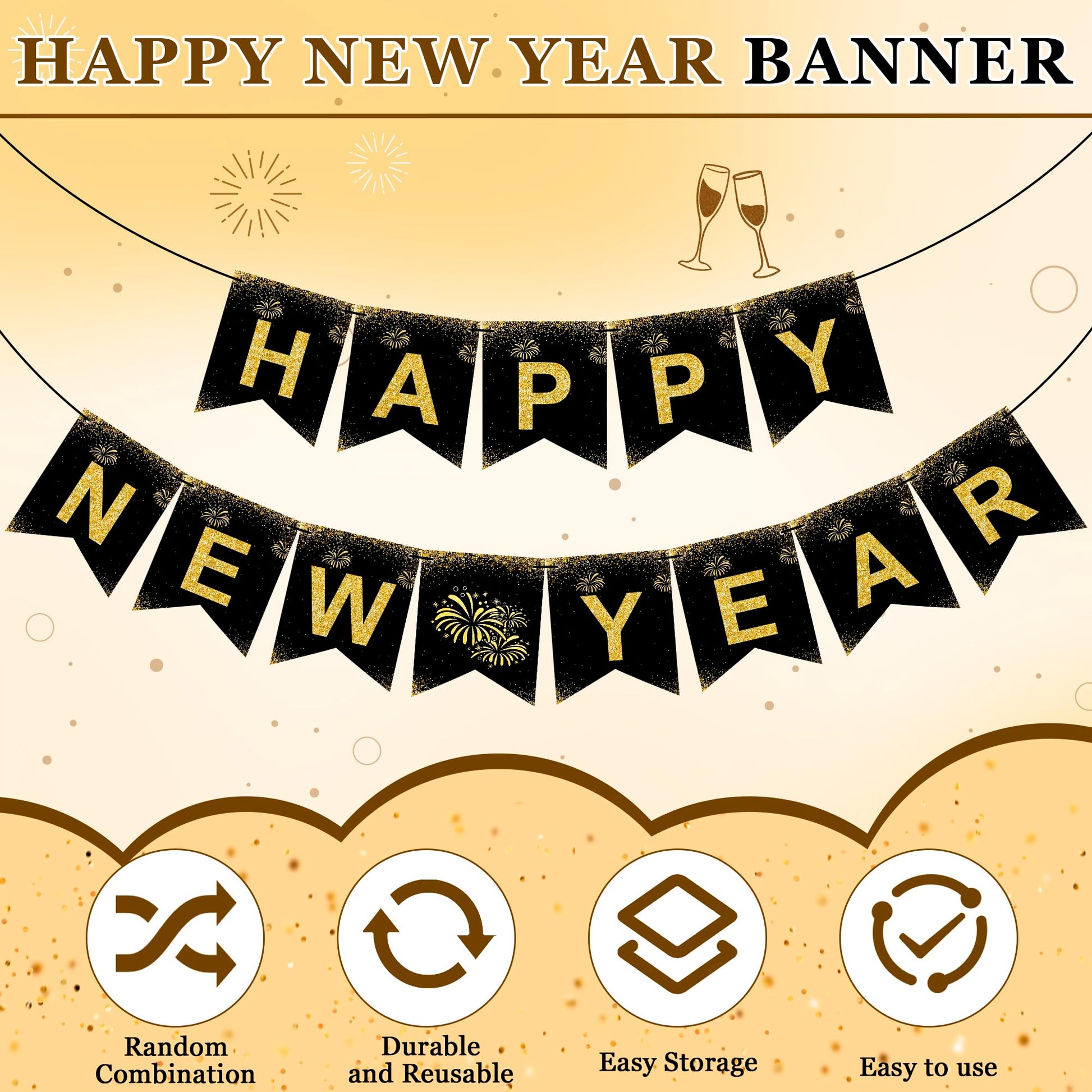 OHOME New Years Decorations 2027 - Happy New Year Banner - New Years Eve Party Supplies - Happy New