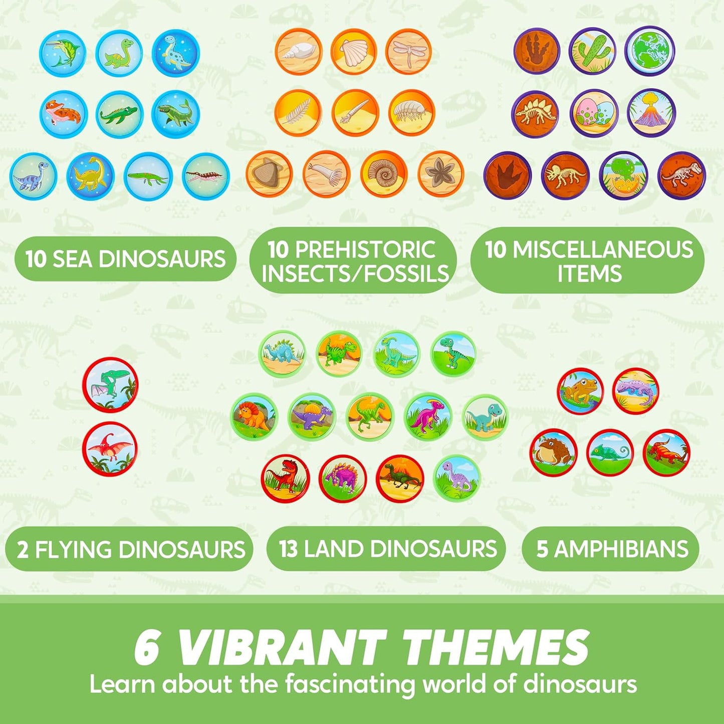 JOYIN 50PCS Dinosaur Stamps for Kids, 50 Different Designs, Fossils, Sea Creatures, Stamps for Dinosaur Party Favors, Easter Egg Stuffers, Halloween, Christmas, Birthday Gifts