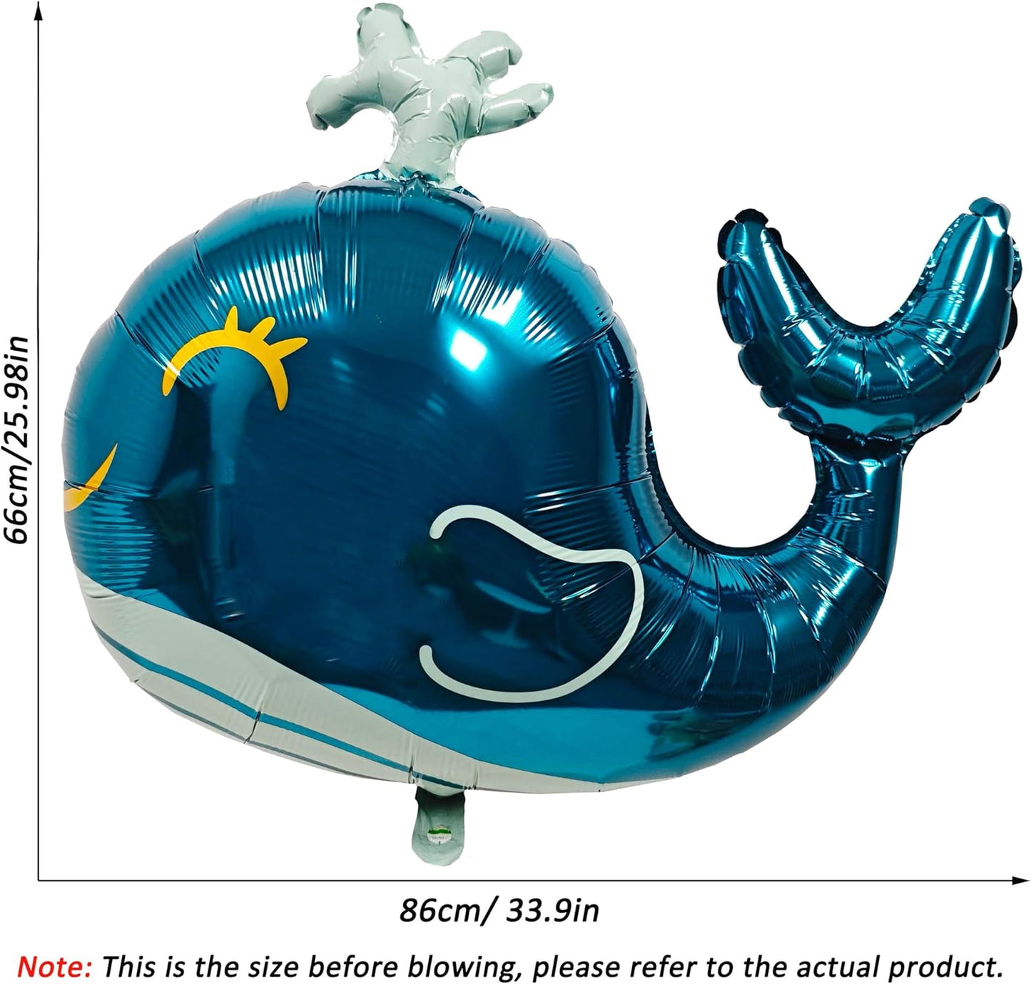2Pcs Cute Whale Balloons Blue Spouting Whale Shape Mylar Foil Balloon Under The Sea Decorations Ocean Animal Fish Balloons For baby shower party Ocean Birthday Themed Party Decorations