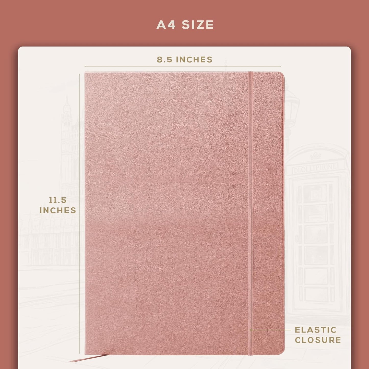 Beechmore Books A4 Sketchbook ??8.5x11 Premium Vegan Leather Bound Large Sketch Book Hardcover with 156 Thick 160gsm Perforated Ivory Pages, Blank Sketch Pad, Gift Boxed, Back Pocket, Ribbon Bookmark