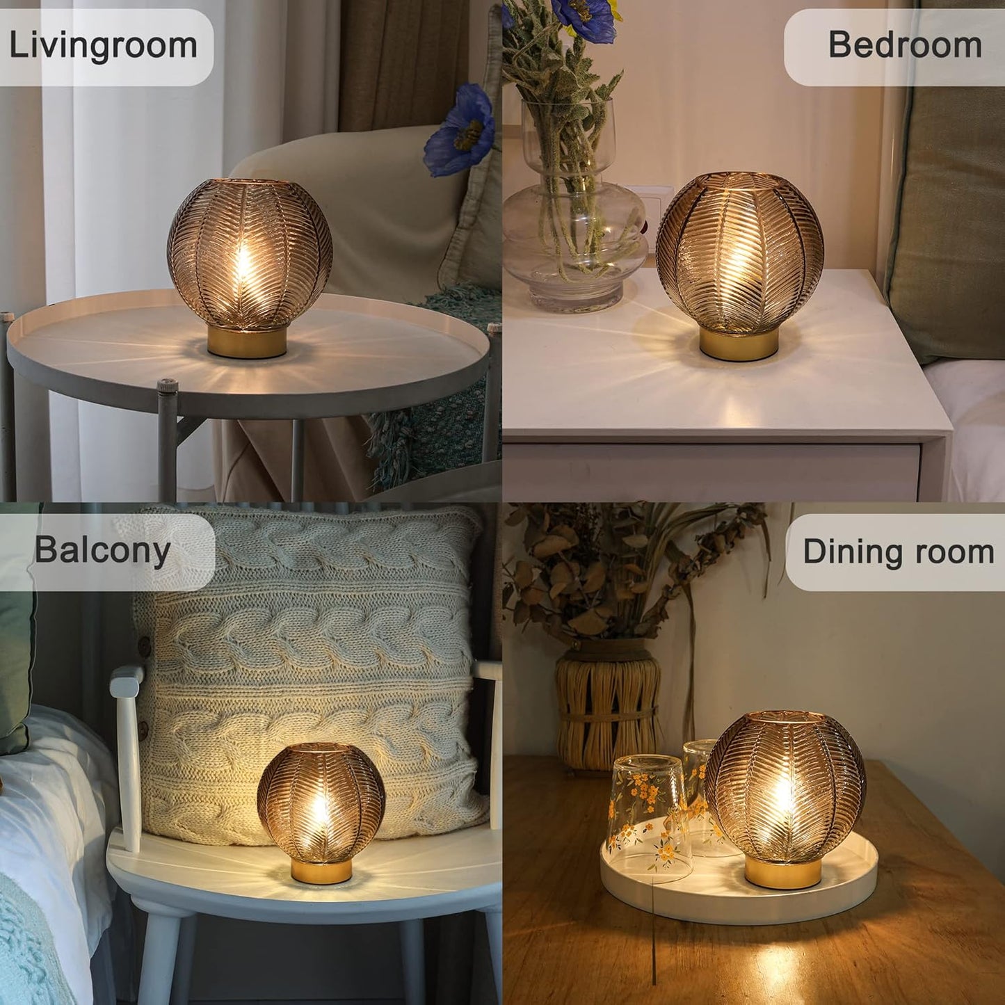 Battery Operated Lamp with Timer, Cordless Table Lamps with Bulb, Battery Powered Light, Small Lamps for Living Room Decorative Bedside for Corner Bedroom-Amber