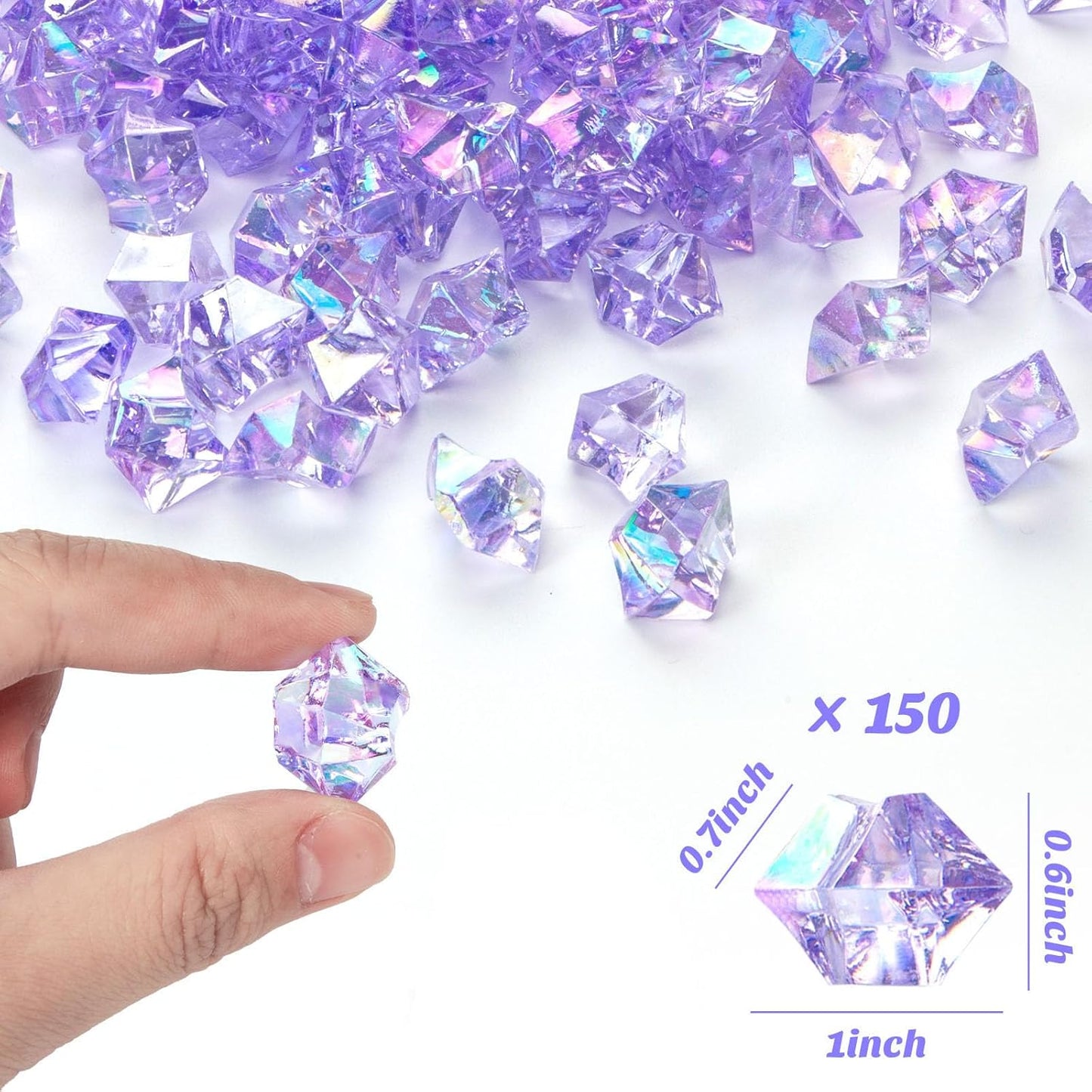 DomeStar 150PCS Purple Fake Ice, Fake Diamonds Sparkling Plastic Gems Vase Fillers for Centerpieces Wedding Party Decoration Table Scatter Display