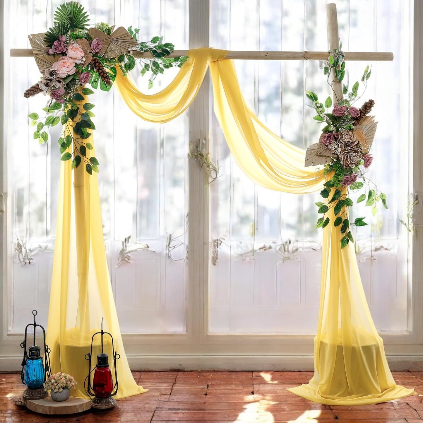 MDS Halloween Chiffon Draping Fabric - 1 Panel, 30" Wide x 30ft Long - Sheer Spooky Arbor & Canopy Drapery for Haunted House Backdrops, Party Ceilings, DIY Costumes & Themed Events - Gold