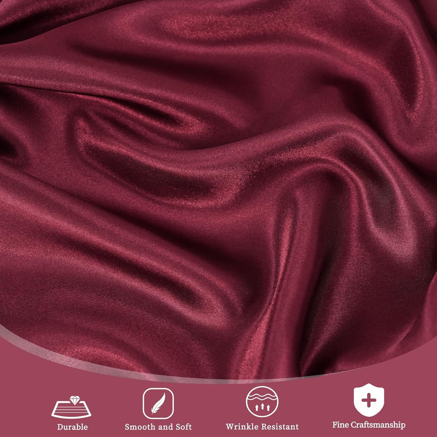 12 Pack 108 Inch Burgundy Satin Tablecloth - Silky Round Tablecloth Overlay Smooth Fabric Table Cover, Bright Table Decoration for Wedding Party Banquet Events Restaurant Kitchen Dining