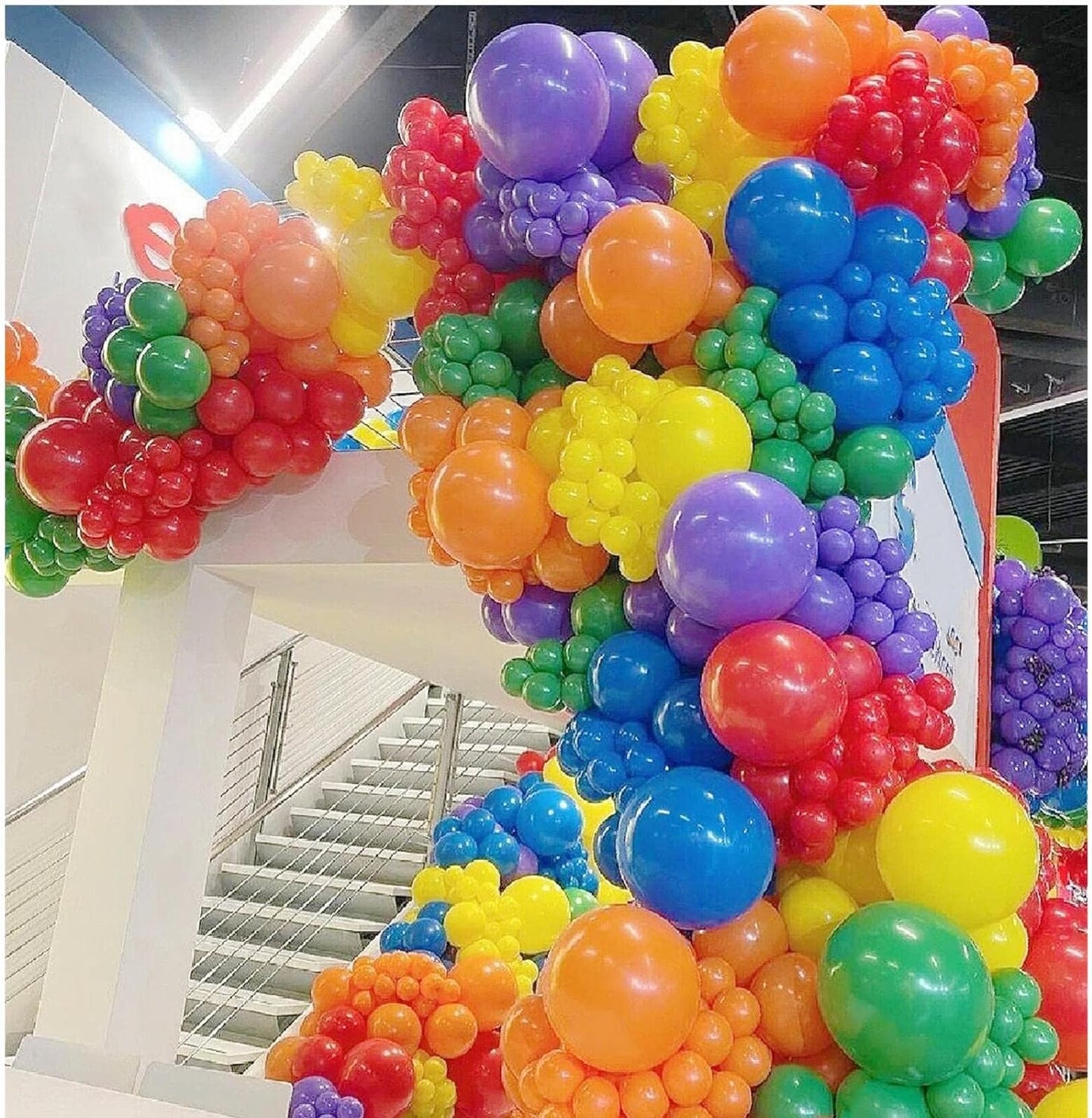 412pcs Rainbow Balloon Arch Kit Assorted Colors 18 12 10 5 Inch, Different Sizes Matte Latex Colorful Balloons for Baby Shower Birthday Wedding Party Decorations