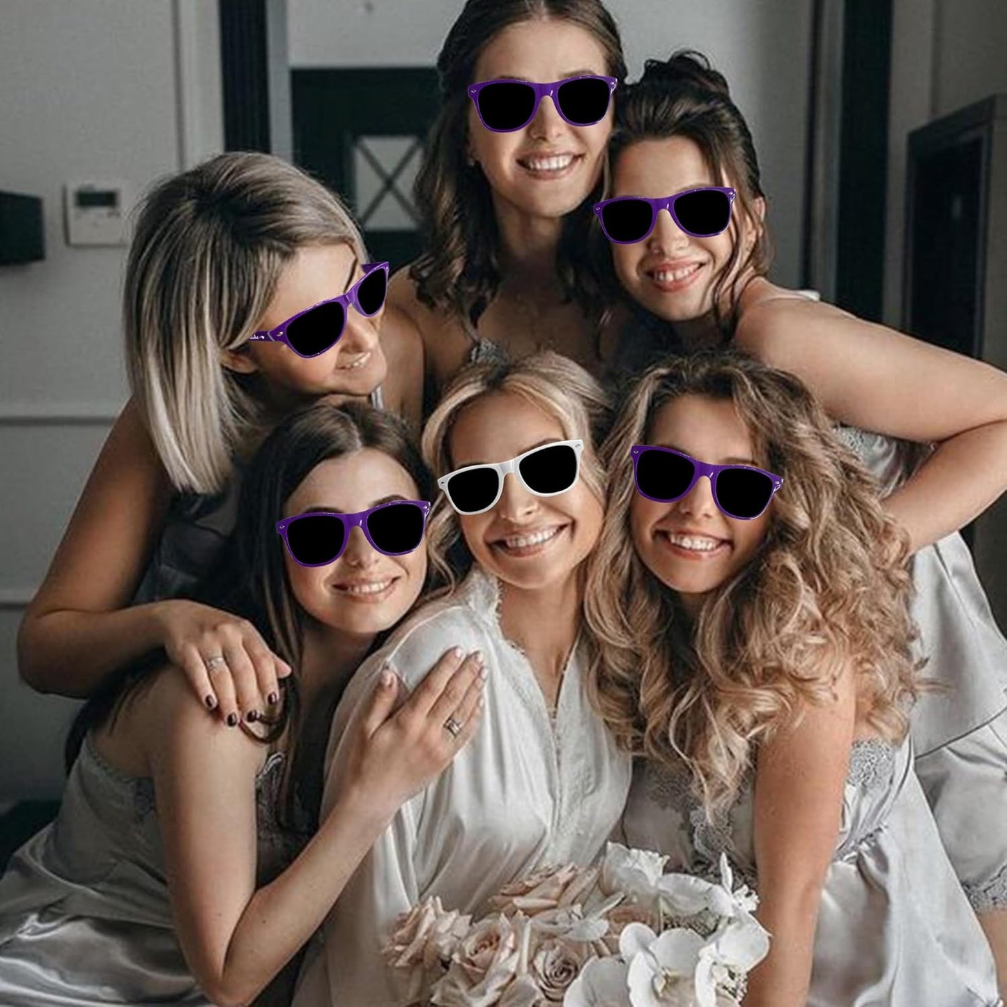 LADY&HOME 10 Pack Bachelorette Party Sunglasses Favors, Bridesmaid and Bride Tribe Sunglasses for Bridal Party, Bridal Shower(Purple)