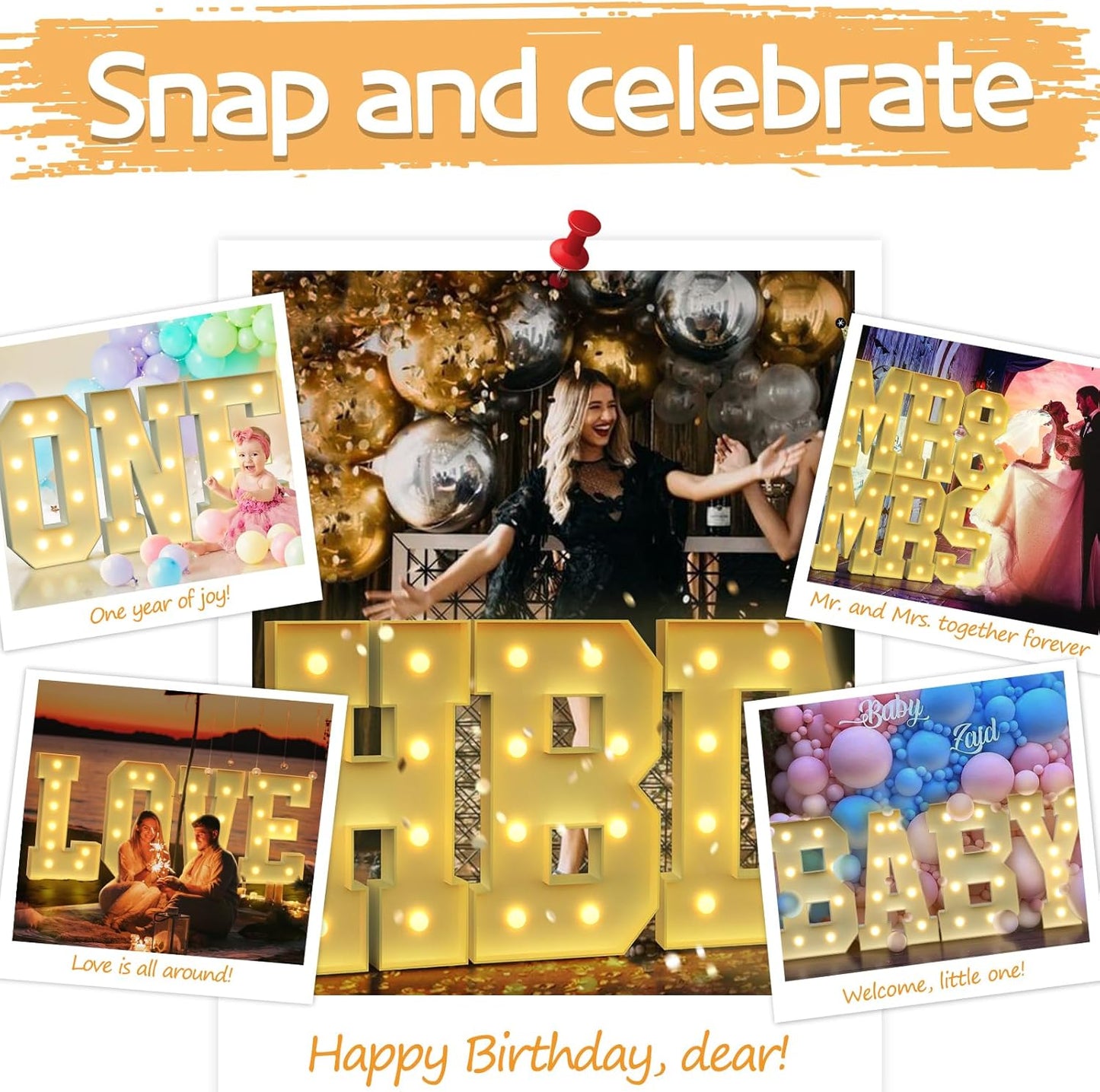 imprsv Marquee Light Up Letters - 3FT Letters for Birthday, Baby Shower, Wedding & Engagement Parties