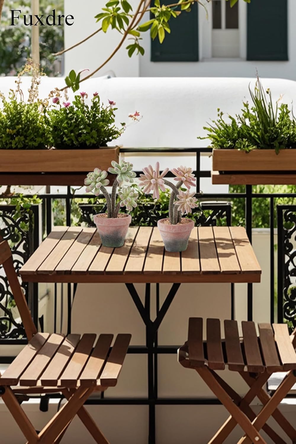 2-Pack Artificial Succulent Plants in Vintage Plastic Pots - Waterproof Fake Succulents Decor for Home, Office, Desk - Low Maintenance Indoor Plants for Bathroom, Shelf, Table Decor