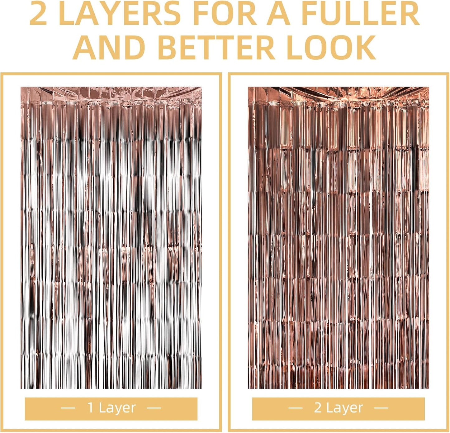 5 Pack Brown Fringe Backdrop 3.2ft x 8.2ft Silver Foil Fringe Curtains Party Tinsel Curtain Backdrop Streamers for Birthday Party Decoration Wedding Christmas Decoration (Brown)