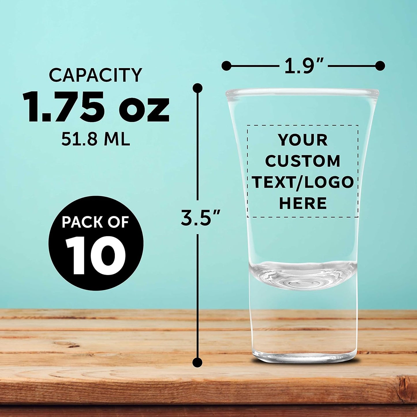 Custom 2 oz. Lord Shooter Etched Shot Glasses, 10 pack, Personalized Text, Logo, 21st Birthday Party, Lounge Glassware, Clear