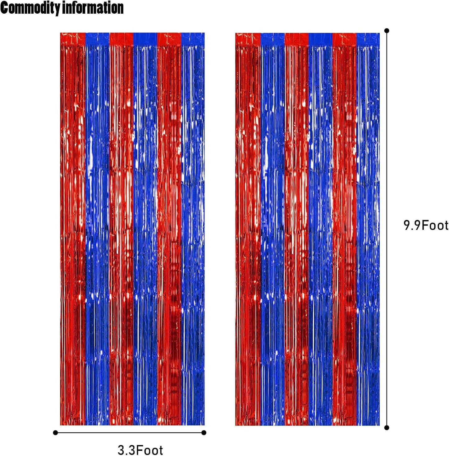 CANREVEL 2 Pack 3.3x8.2 Feet Blue and Red Foil Fringe Backdrop Curtains, Tinsel Streamers Birthday Party Decorations, Fringe Backdrop for Graduation, Carnival, Circus Theme Party