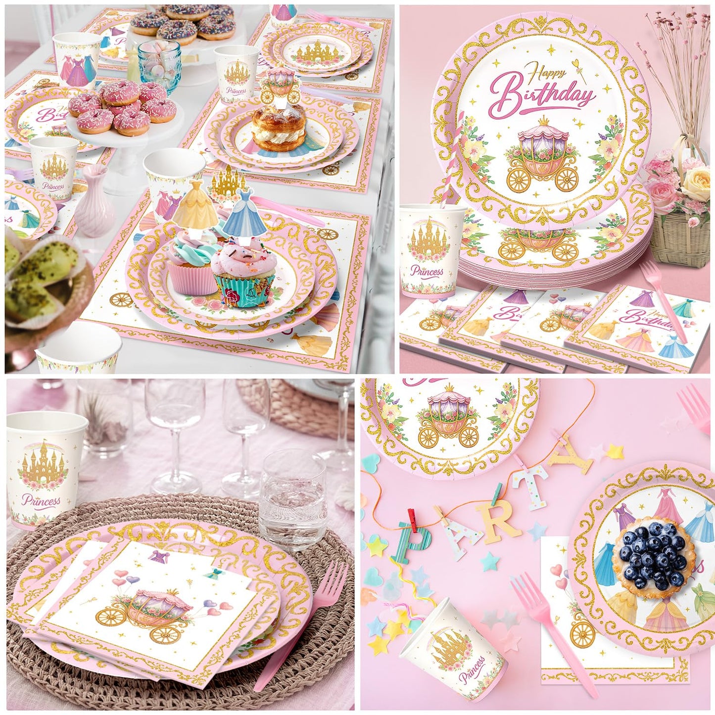 Princess Birthday Party Decorations – 199 PCS Princess Party Supplies for 24 Guests, Includes
