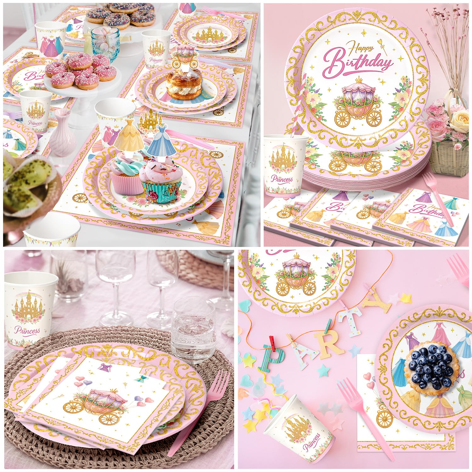 Princess Birthday Party Decorations – 199 PCS Princess Party Supplies for 24 Guests, Includes