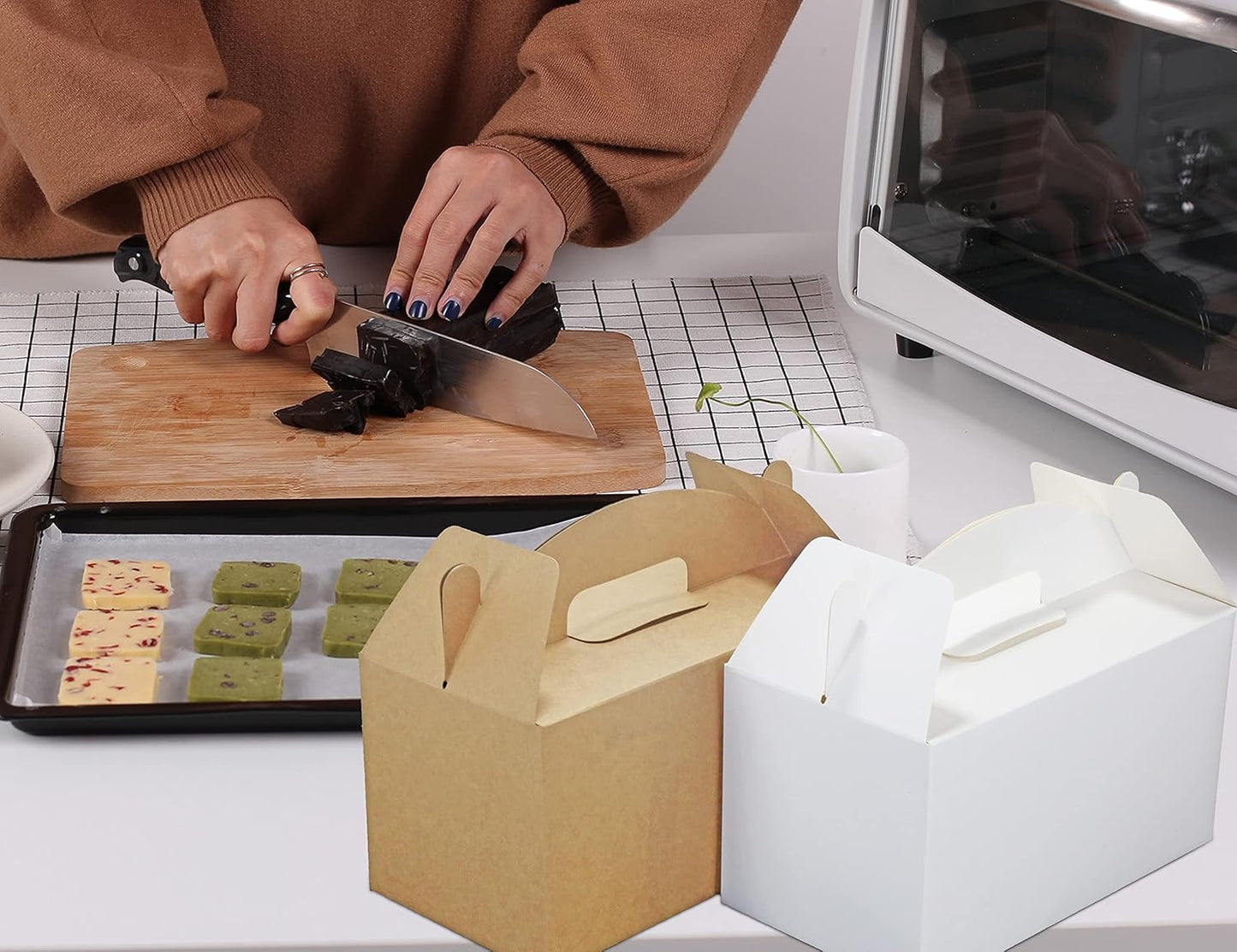 HUAPRINT Brown Treat Boxes Large Bulk,Gable Boxes 30 Pack 9.45x5x5Inches,Party Favor Boxes Goodie Boxes for Birthday Party Baby Shower Wedding Christmas