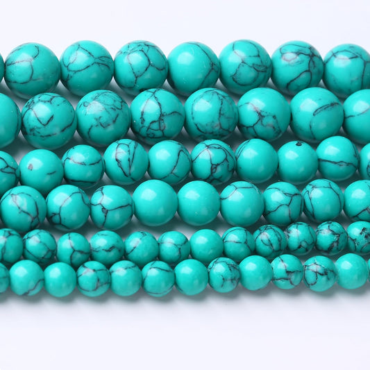 Natural Turquoise Stone Beads Gemstone Round Crystal Energy Jade Stone Beads for Jewelry Making DIY Bracelet Necklace Jewelry Making 1 Strand 15.5inch 90PCS 4MM