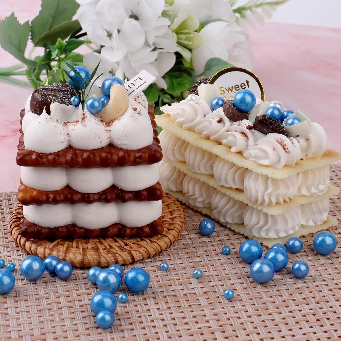 Blue Pearl Sprinkles for Cake Decorating, 11.3 Oz Edible Pearls Sugar 4 Sizes Gift Box Set for Baking Cookie Ice Cream Cupcake Toppings