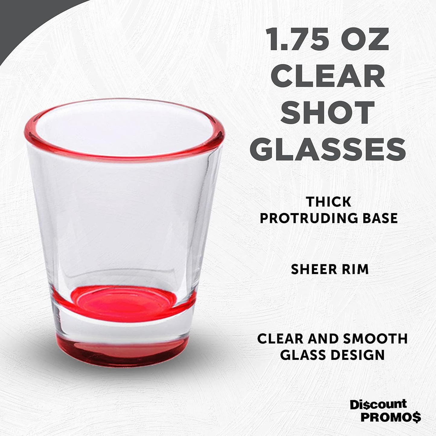 DISCOUNT PROMOS Shot Glasses Set 1.75 oz. Set of 10 Bulk Pack, Wedding Favor, Birthday Party, Tequila Shot Glasses, Vodka Shot Glass - Red Bottom Color