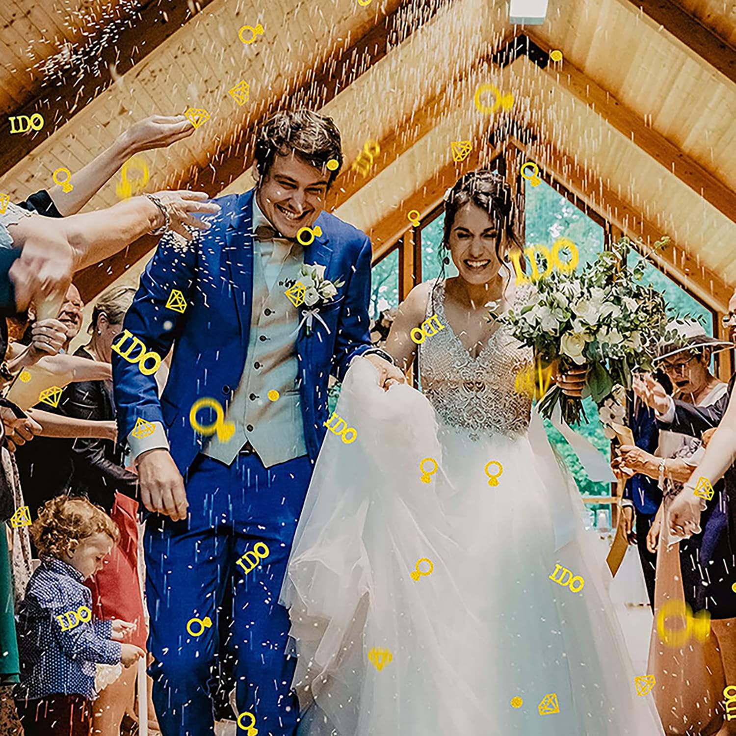 Gold Wedding Confetti, 100 Pcs I DO Engagement