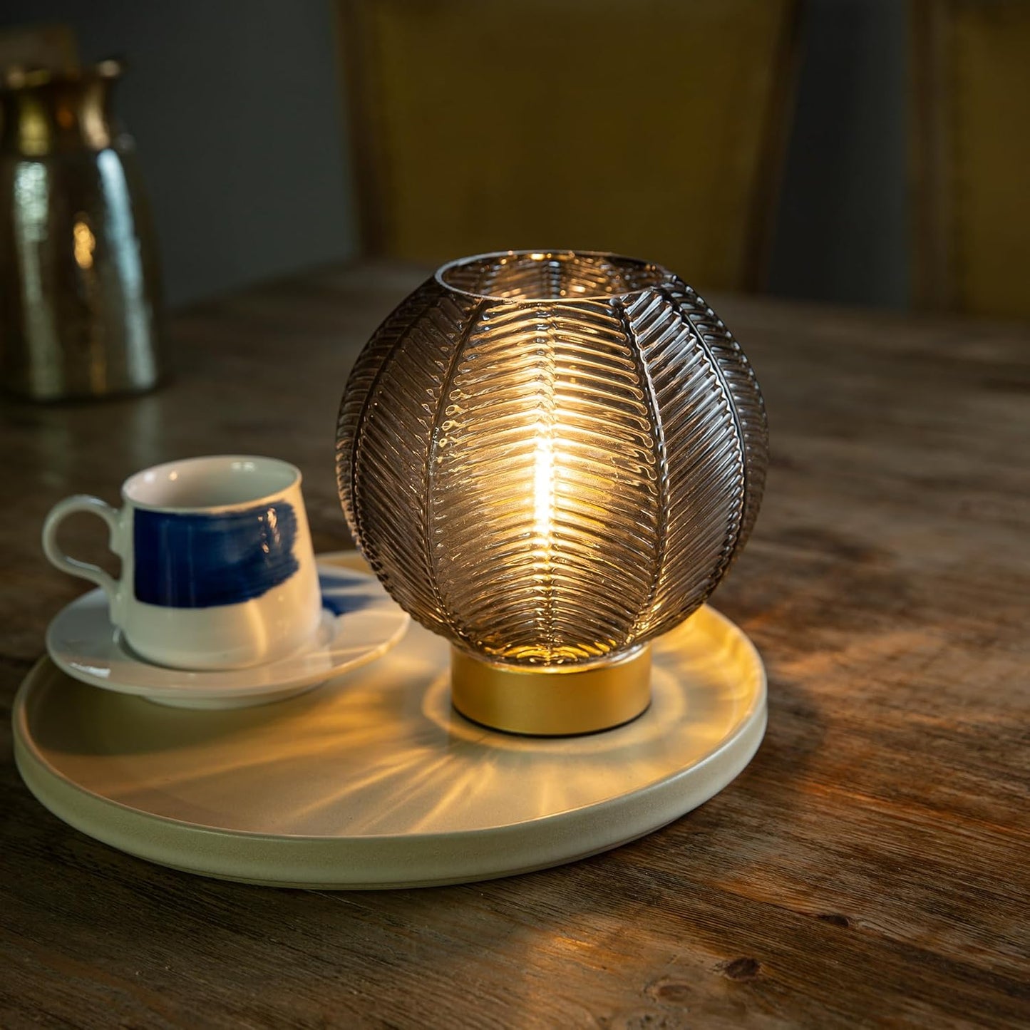 Battery Operated Lamp with Timer, Table Lamp Battery Powered, Small Cordless Bedside Lamp for Living Room Battery Lamp for Bedroom Kitchen Bath Room-Grey