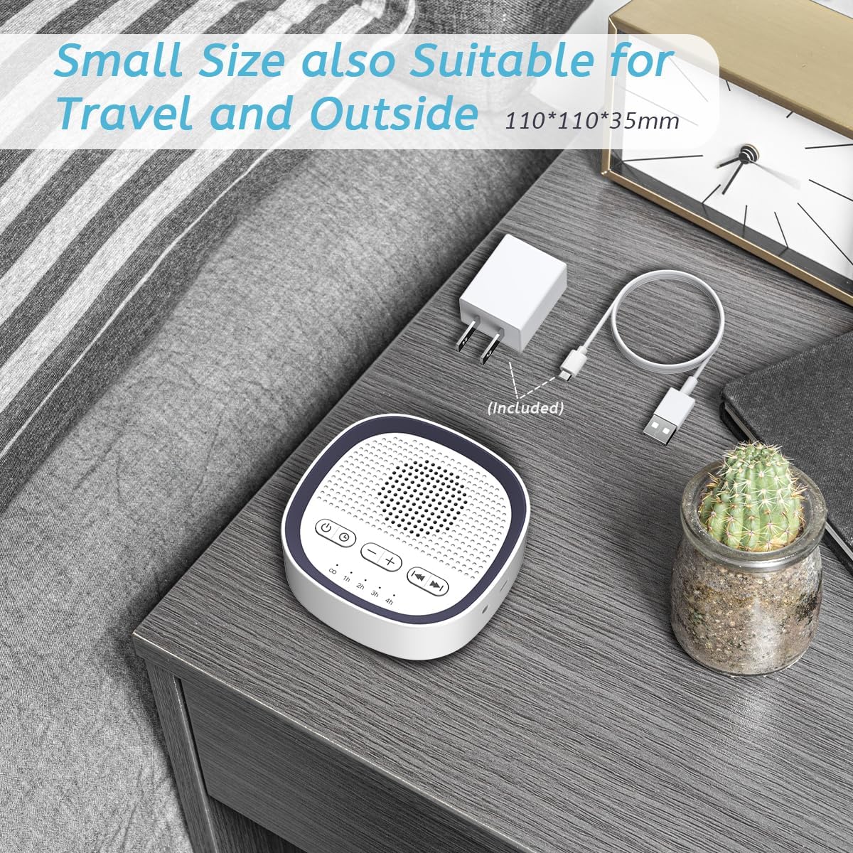 Sleep White Noise Sound Machines with 30 Soothing Sounds 3.5 mm Headphone Jack 5 Timer Settings 32 Precise Volume Memory Function Compact Design Ideal Gift