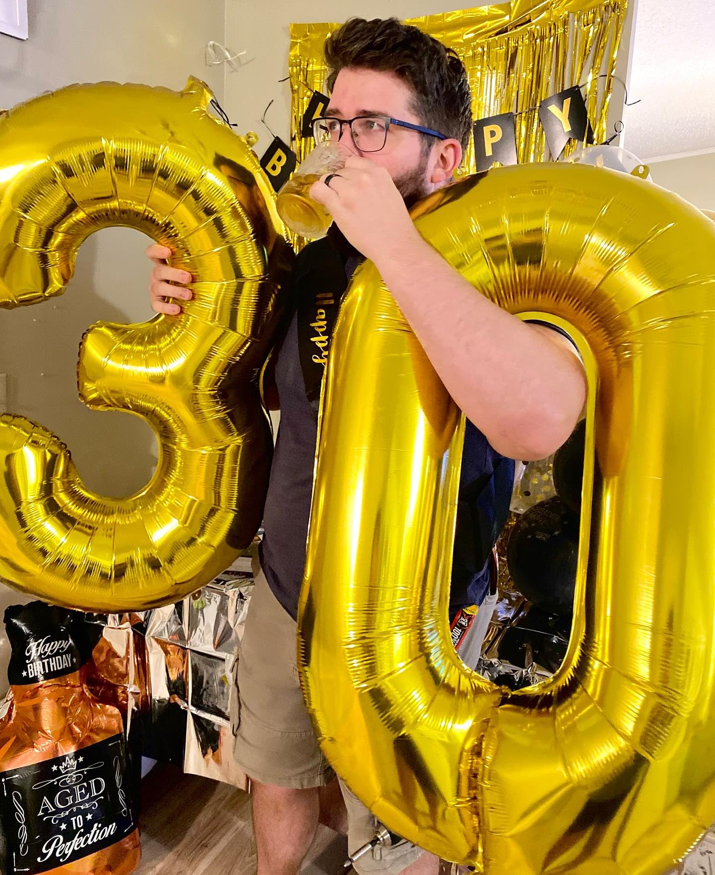 Gold 0 Balloon - Number Balloon 40 Inch, 0th Gold Birthday Decorations