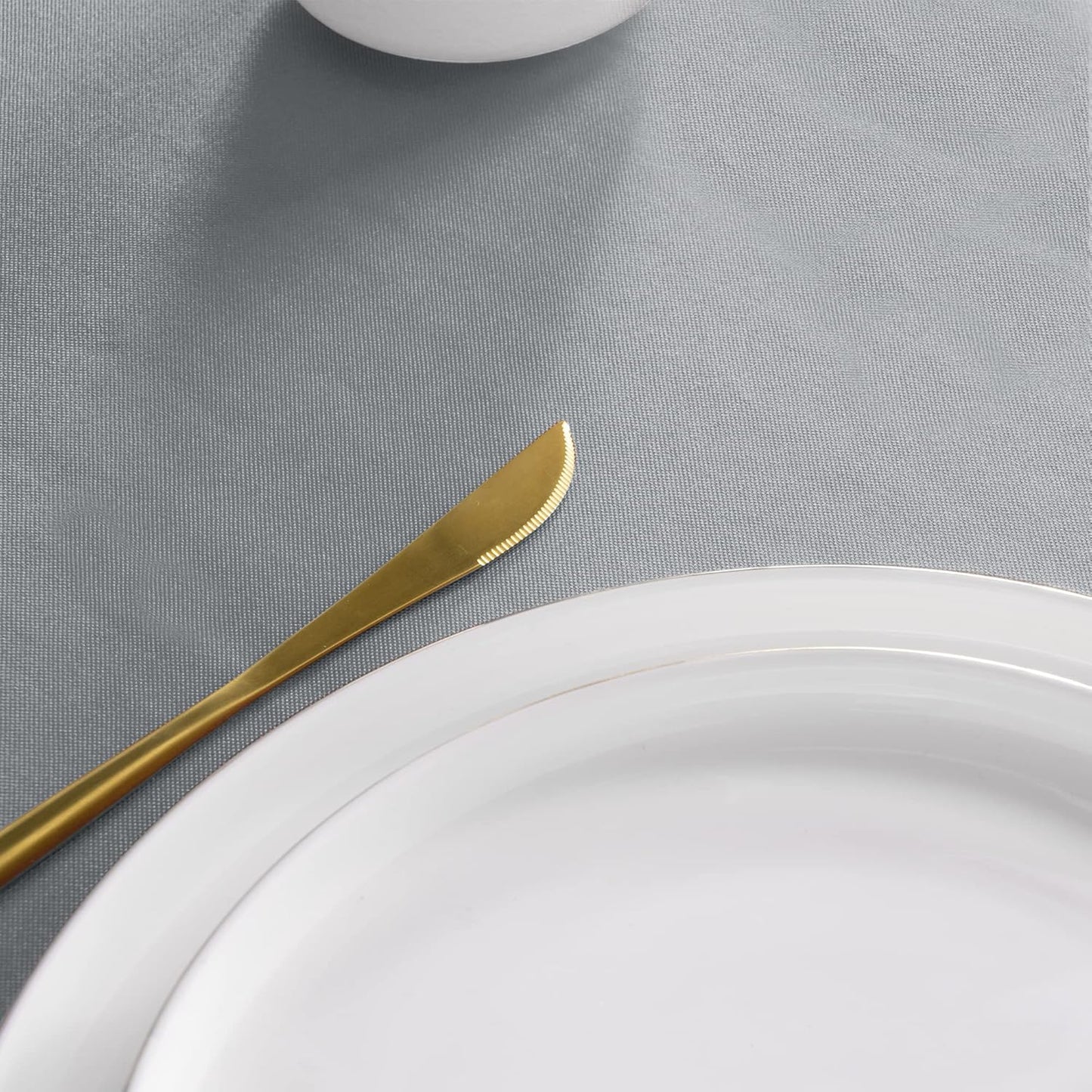 sancua Round Tablecloth - 70 Inch - Water Resistant Spill Proof Washable Polyester Table Cloth Decorative Fabric Table Cover for Dining Tables, Buffet Parties and Camping, Silver Grey