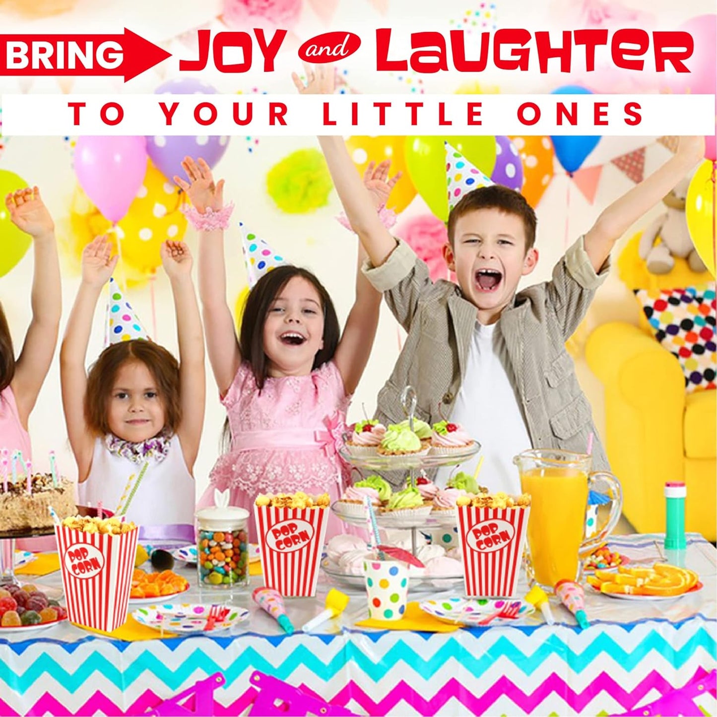 50 Pcs Small Popcorn Boxes for Party 5.5 Inches Tall Red & White Striped Popcorn Bags Mini Popcorn Buckets & Popcorn Bowl for Movie Theater, Home, Carnival Decorations (50)