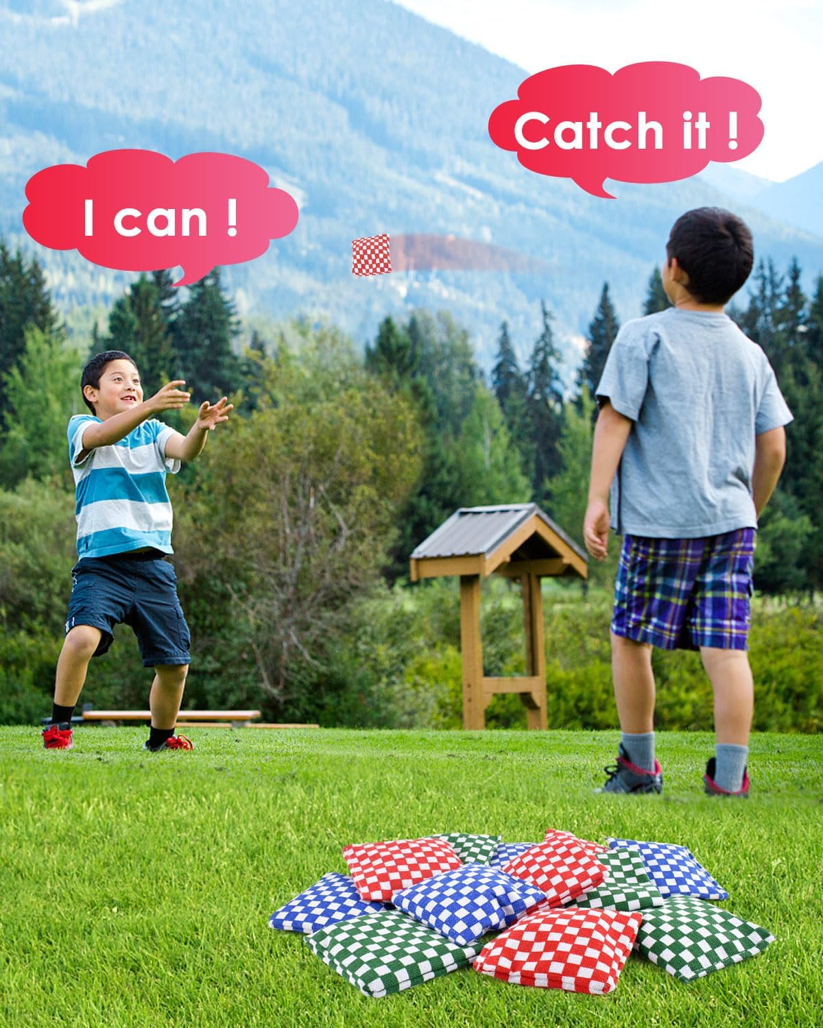 TINDTOP Mini Bean Bags for Tossing - 3.1" x 3.1", Cornhole Outdoor Toss Gaming Colorful Canvas Bean Bags Carnival Games Kids Beanbags Throwing Games for Kids