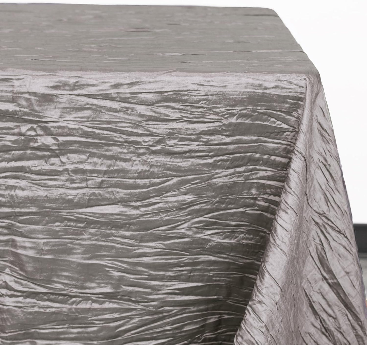 YOUR CHAIR COVERS - 90 x 132 Inch - 6 ft Dark Silver/Platinum Rectangular Crinkle Taffeta Tablecloth – Elegant Table Linen for Banquet Tables, Weddings & Events