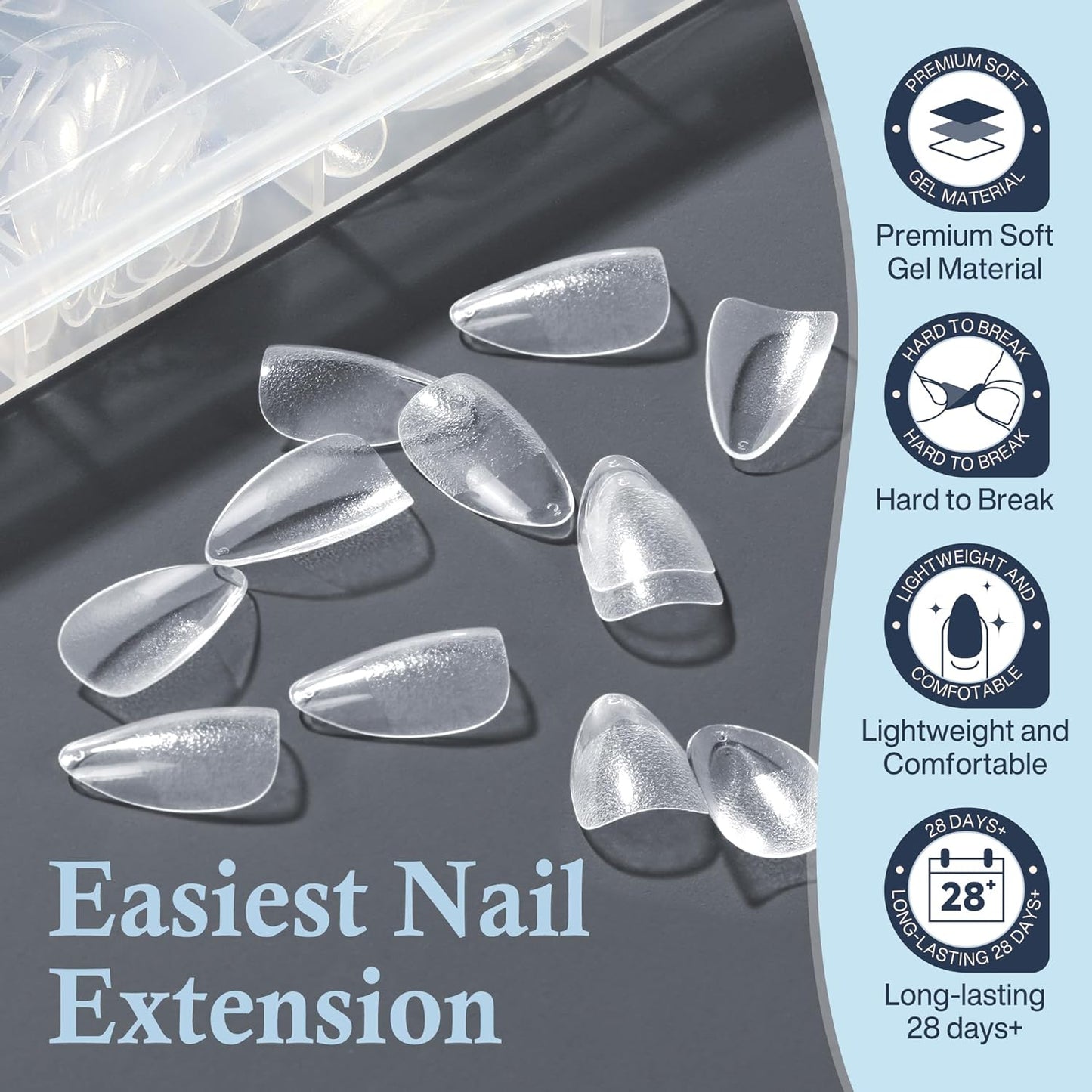 Short Almond Fake Nails, 360pcs Soft Gel Pre-Shaped Acrylic Nail Tips, Half Matte Full Cover Clear Gelly Press on Flase Nail Tips for Extension Nail Manicure Home DIY 12 Sizes Gelly Tips