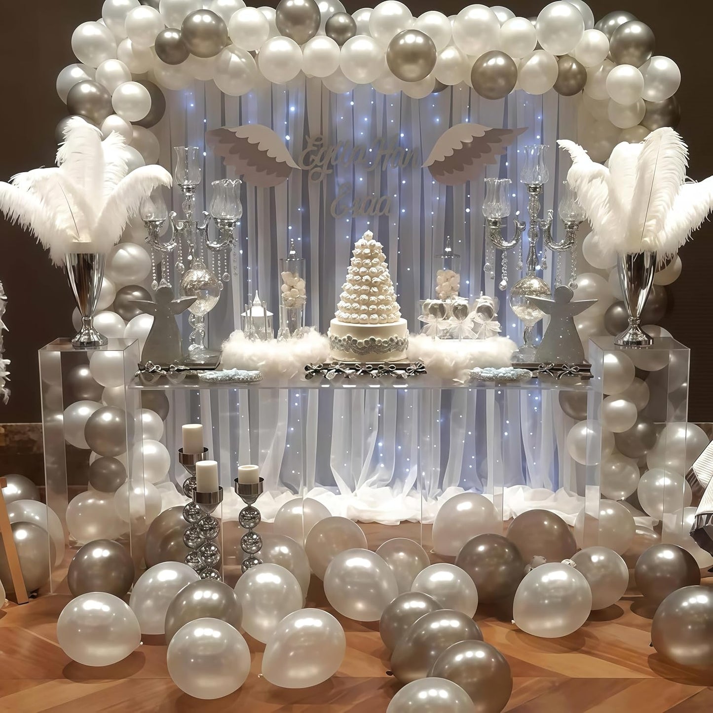 Winter Wonderland Balloons, Pearl White Snowflakes for Ice Wonderland Christmas Baby Shower Princess Theme Birthday Party Decorations Supplies