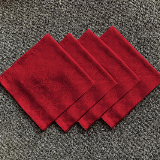 SASTYBALE Cloth Napkins Square 20 x 20 Inch Set of 4, Washable Reusable Jacquard Damask Christmas Table Napkins for Xmas, Holiday, Winter, Party, Wedding, Everyday, Red (4 Pieces/Packs)