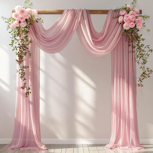 Wedding Arch Draping Fabric, 1 Panel 30" x 20Ft Dusty Rose Sheer Curtain Drapes Extra Wide & Long Backdrop Curtains for Easter Bridal Shower Backdrop Outdoor Party Arches Church Ceremony Decoration