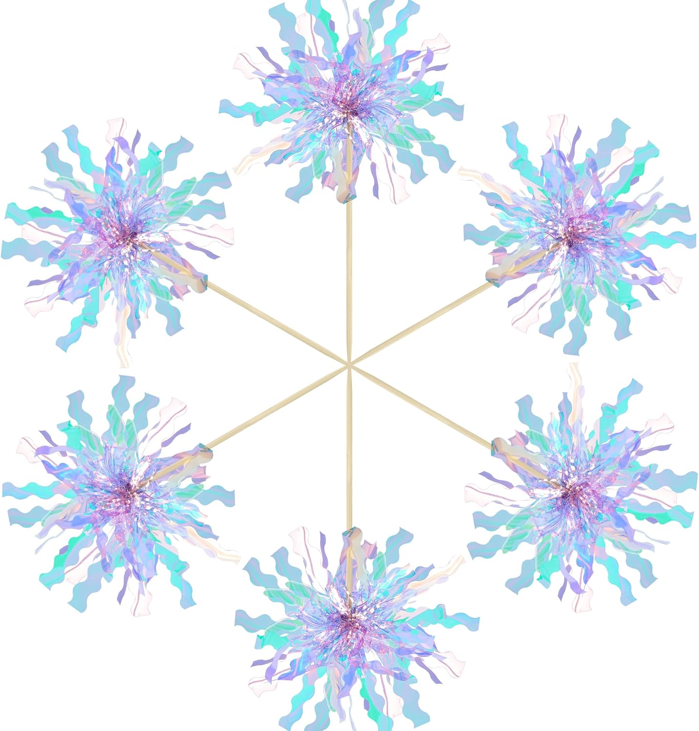 Gyufise 20Pcs Foil Firework Cupcake Toppers Happy Birthday Cake Toppers Sparkle Tinsel Flower Drink Stirrers Cocktail Food Fruit Toothpicks for Valentine's Day Party Supplies Light Blue