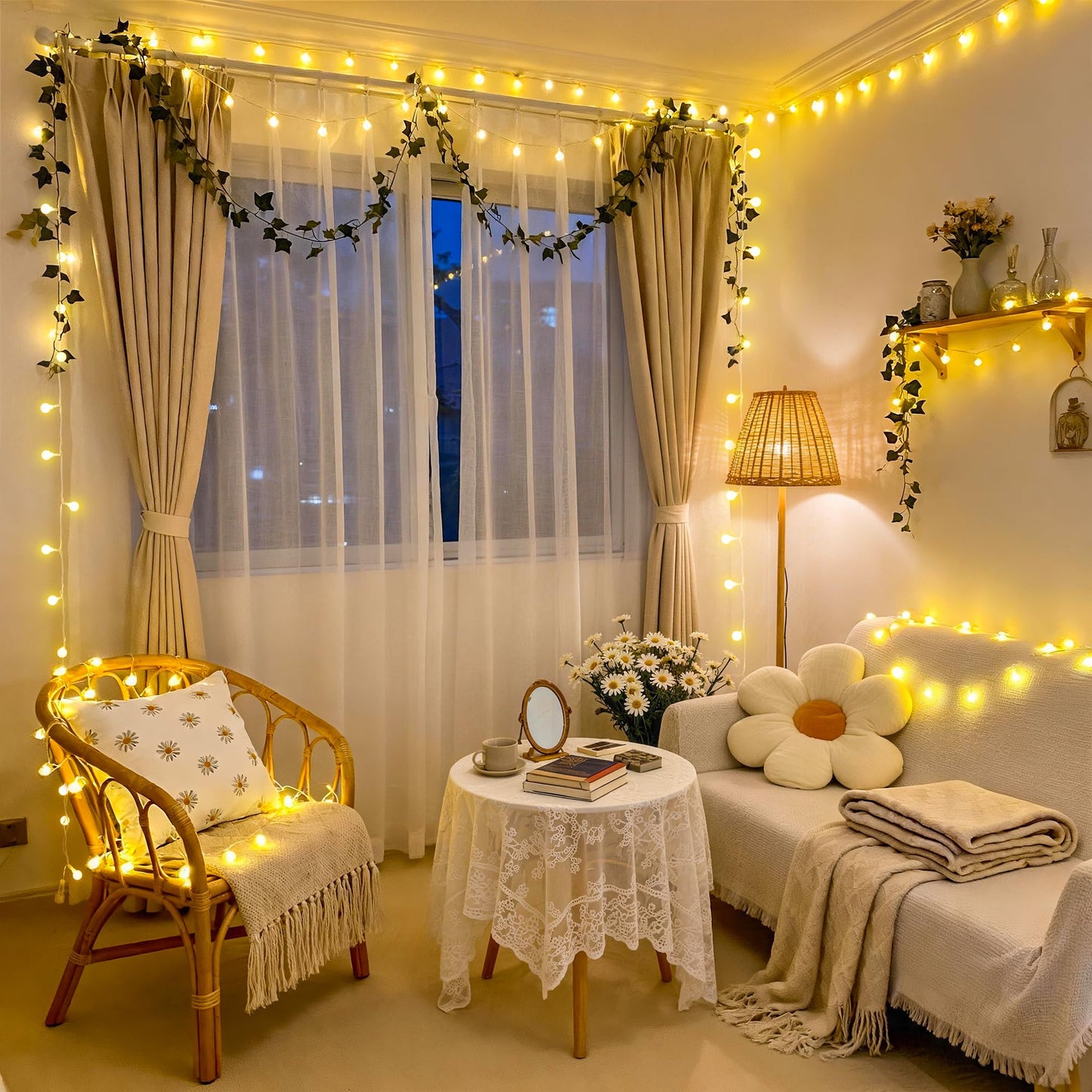 JMEXSUSS 100 LED Globe String Lights Indoor Bedroom, 33ft Classroom Lights