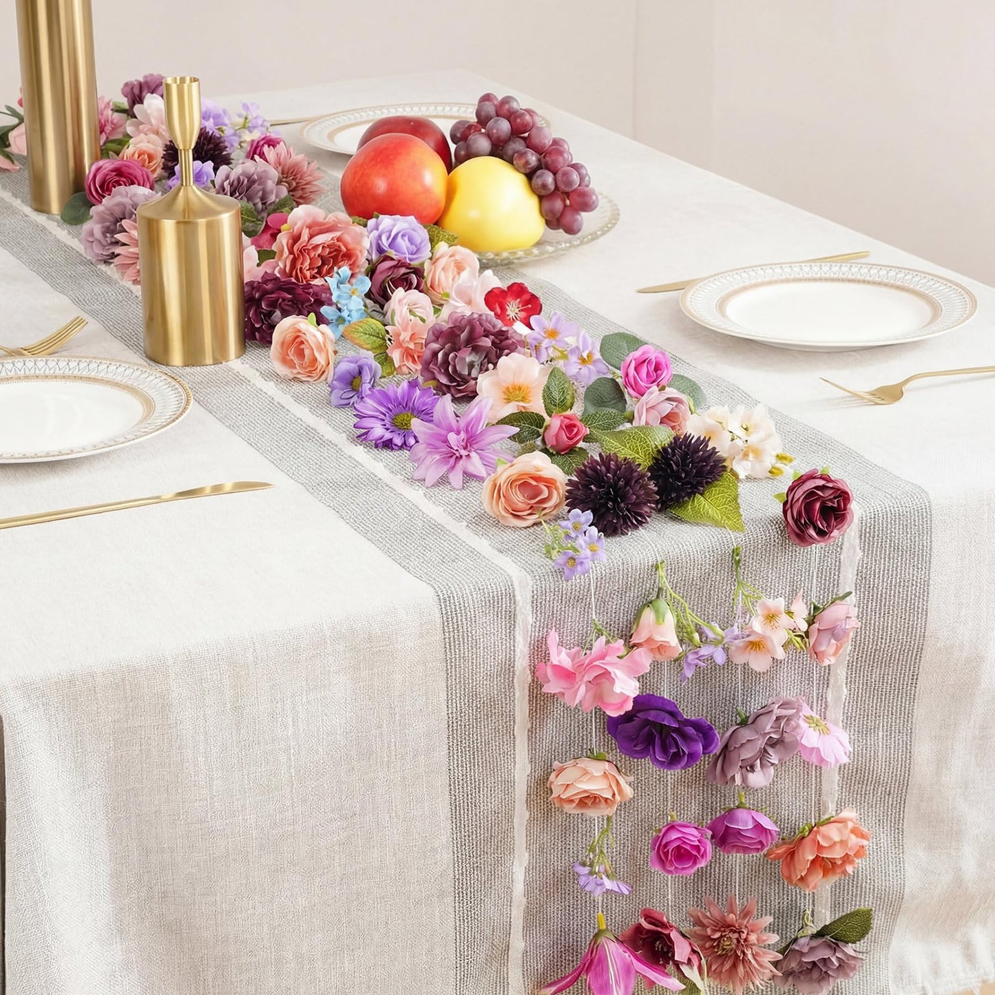 Suncalla 6 Pcs Floating Flowers Garland 35.46 Ft Faux,Classic,Purple