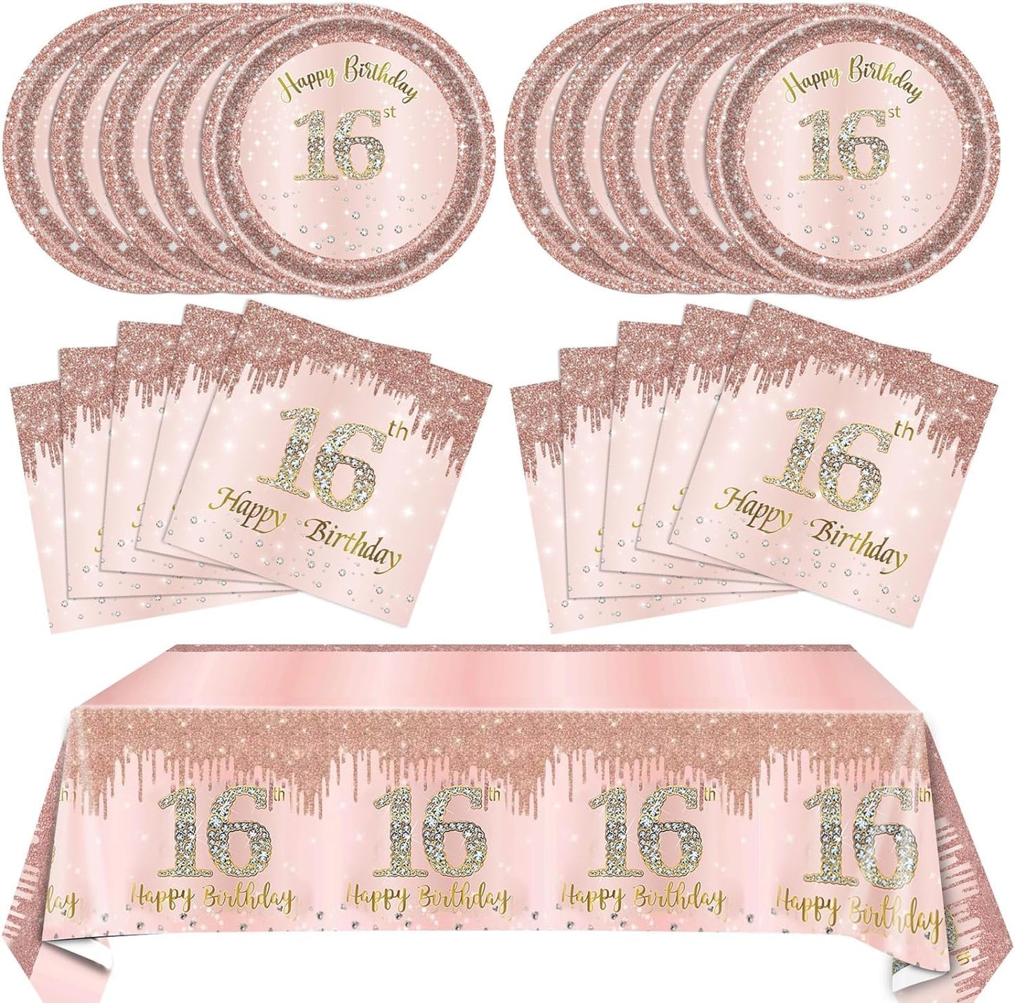 16th Birthday Decorations for Girls Rose Gold Sweet 16 Birthday Party Decoration for Her 16th Happy