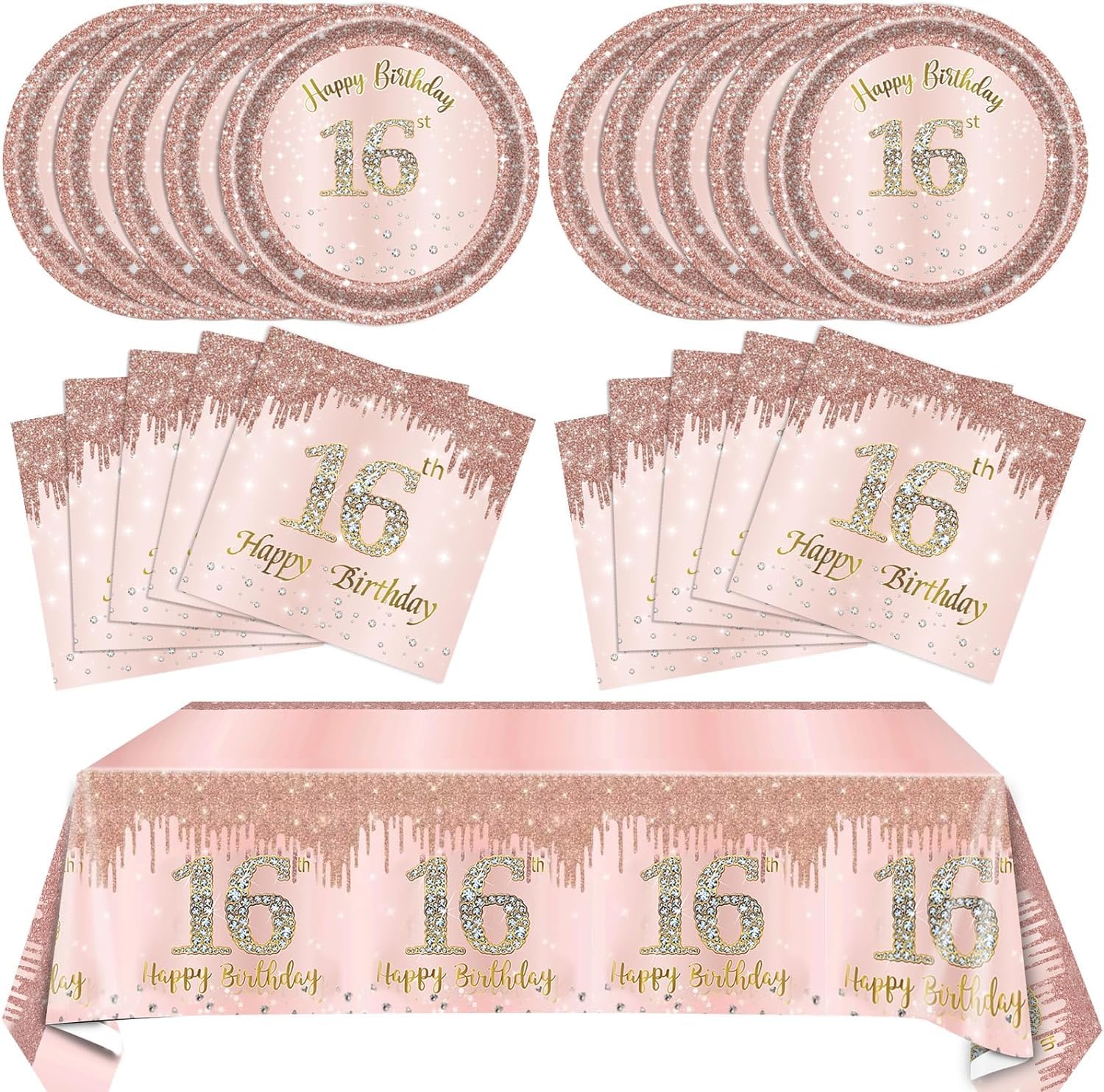 16th Birthday Decorations for Girls Rose Gold Sweet 16 Birthday Party Decoration for Her 16th Happy
