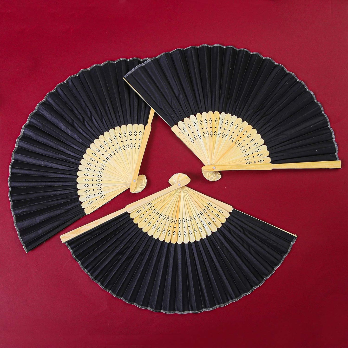 Aneco 18 Piece Black Handheld Fans - Bamboo Folding Fans for Wedding Decoration, Church Wedding Gifts, Party Favors, DIY Decoration