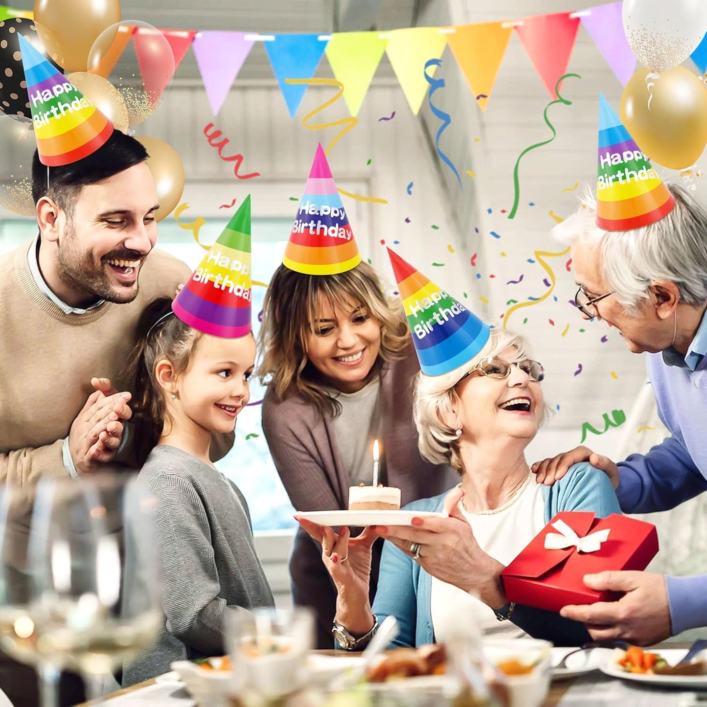 CANREVEL Party Hats for Kids and Adults, Party Headwear, Happy Birthday Hats, Birthday Party Decorations