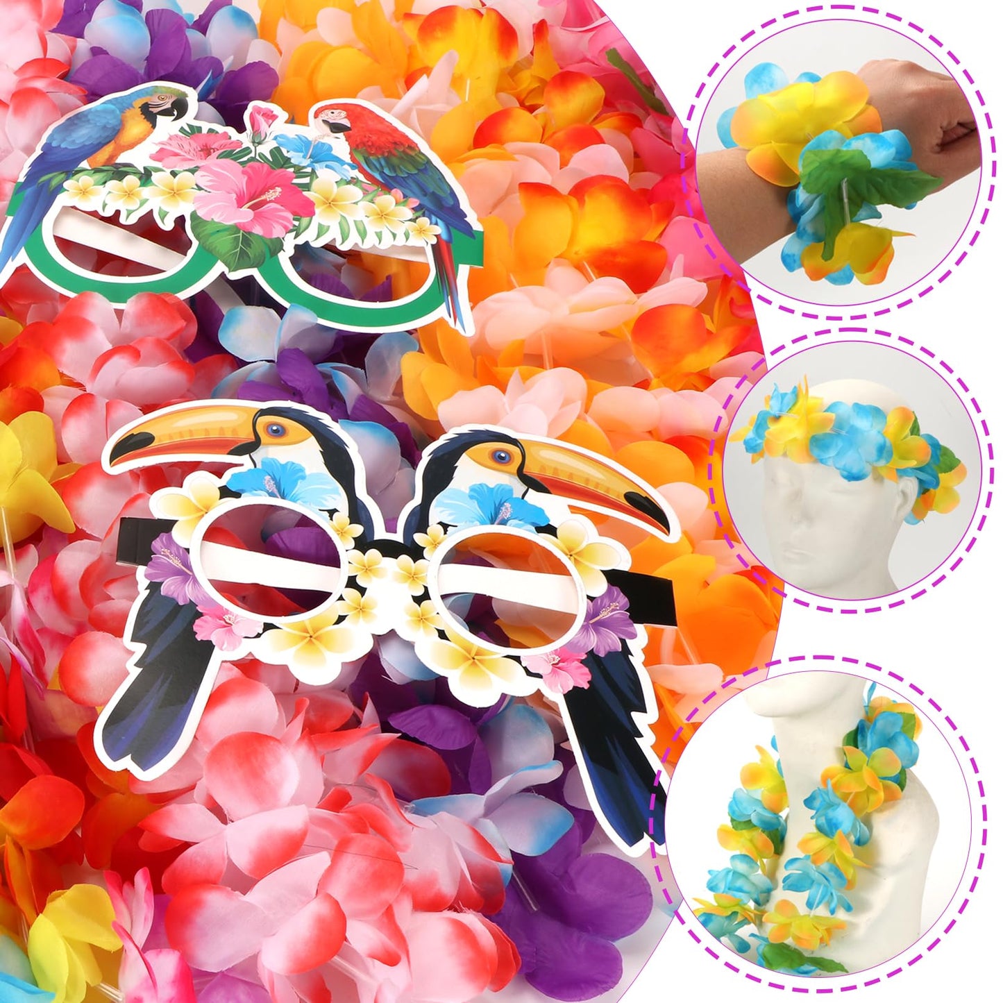 Atonofun 80 PCS Leis for Luau Party Decorations- Hawaiian Leis Bulk, Luau Party Glasses, Colorful