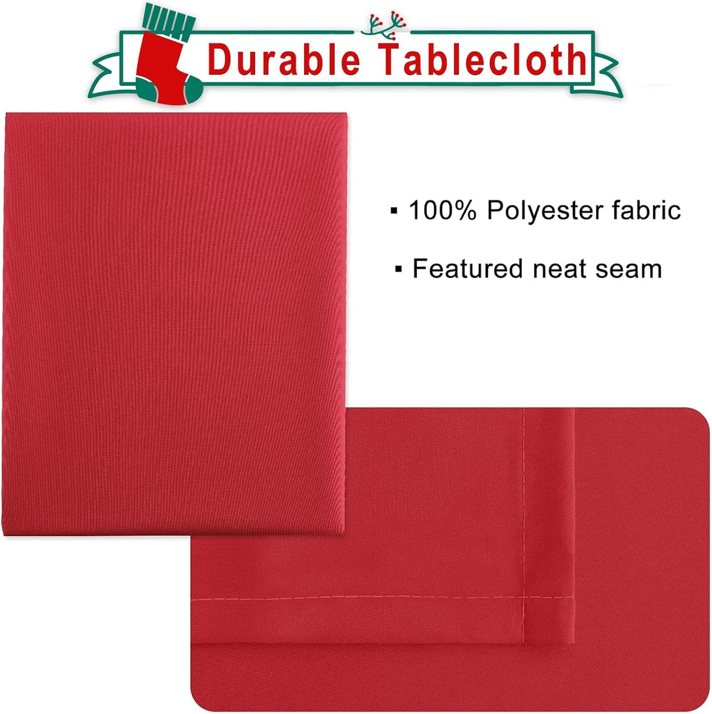 Hiasan Red Rectangle Tablecloth - Waterproof Wrinkle Resistant and Spillproof Washable Christmas Fabric Table Cloth for Dining Room Kitchen, 60 x 120 Inch