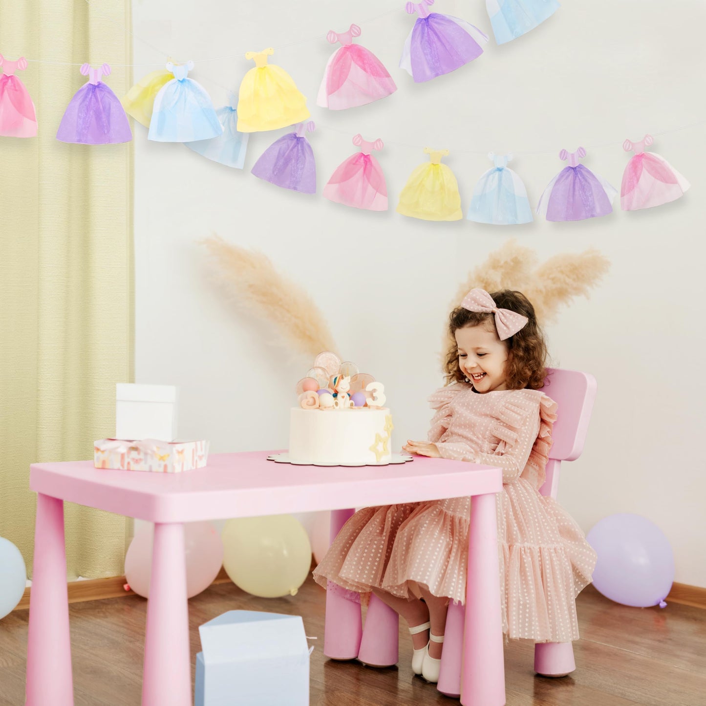 Cheerland Princess Party Banner Ball Gown Hanging Pastel Bunting Dress Garland Royal Theme