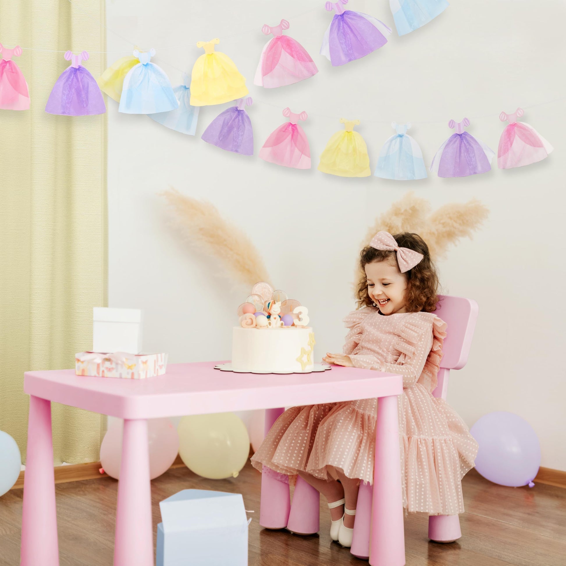 Cheerland Princess Party Banner Ball Gown Hanging Pastel Bunting Dress Garland Royal Theme
